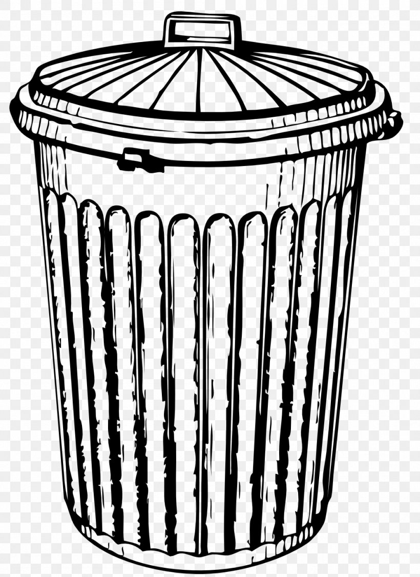 Rubbish Bins & Waste Paper Baskets Clip Art, PNG, 999x1373px, Rubbish Bins Waste Paper Baskets, Basket, Black And White, Container, Metal Download Free