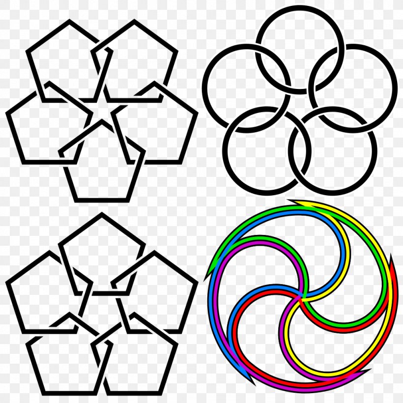 Symmetry Circle Trefoil Knot Mathematics, PNG, 1024x1024px, Symmetry, Area, Black And White, Chain, Diagram Download Free