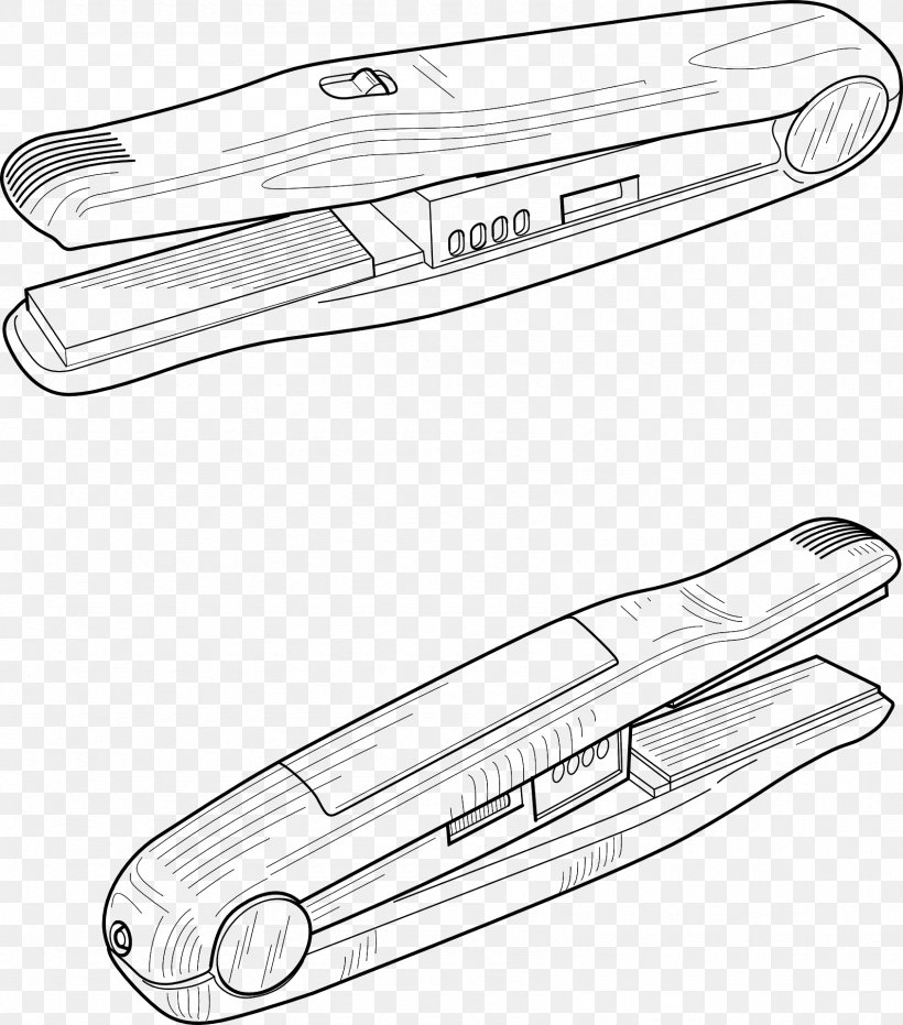 Hair Iron Hair Straightening Hair Dryers Clip Art, PNG, 1690x1920px, Hair Iron, Artwork, Automotive Design, Automotive Exterior, Black And White Download Free