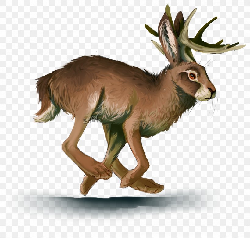 Hare Musk Deer Antelope Jackalope, PNG, 2379x2268px, Hare, Animal, Animal Figure, Antelope, Antler Download Free