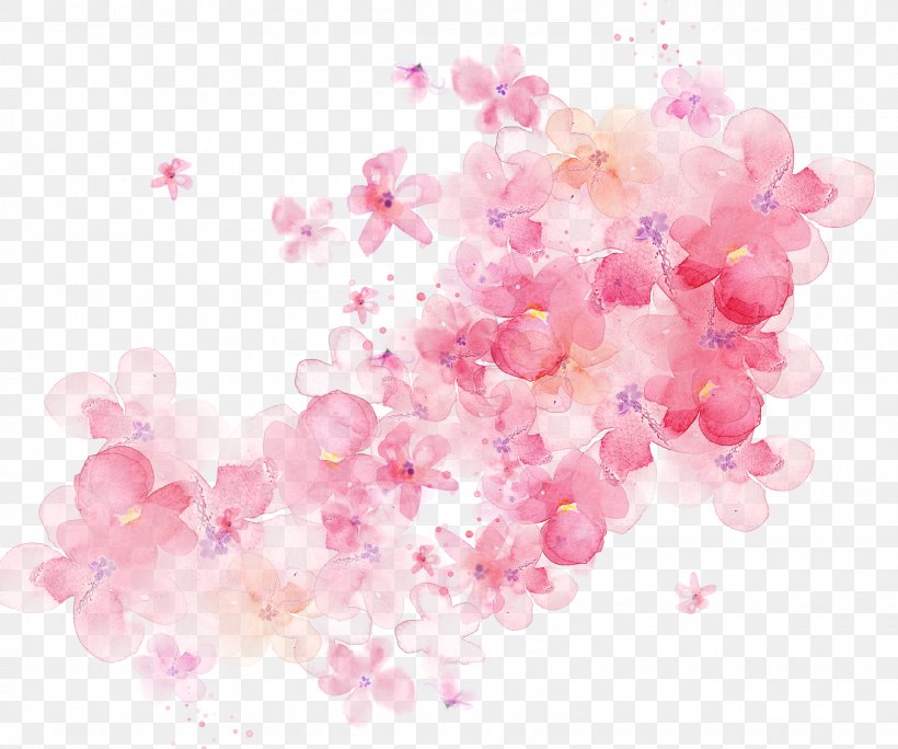 Watercolour Flowers Watercolor Painting Pink Flowers, PNG, 1600x1335px, Watercolour Flowers, Art, Blossom, Branch, Cherry Blossom Download Free