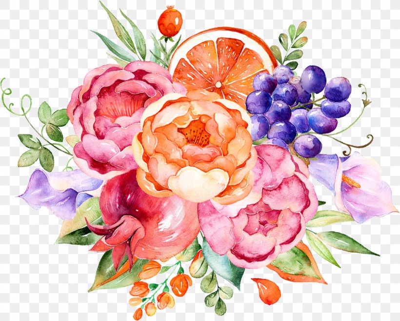 Flower Fruit Watercolor Painting, PNG, 1609x1291px, Flower, Auglis, Cut Flowers, Floral Design, Floristry Download Free