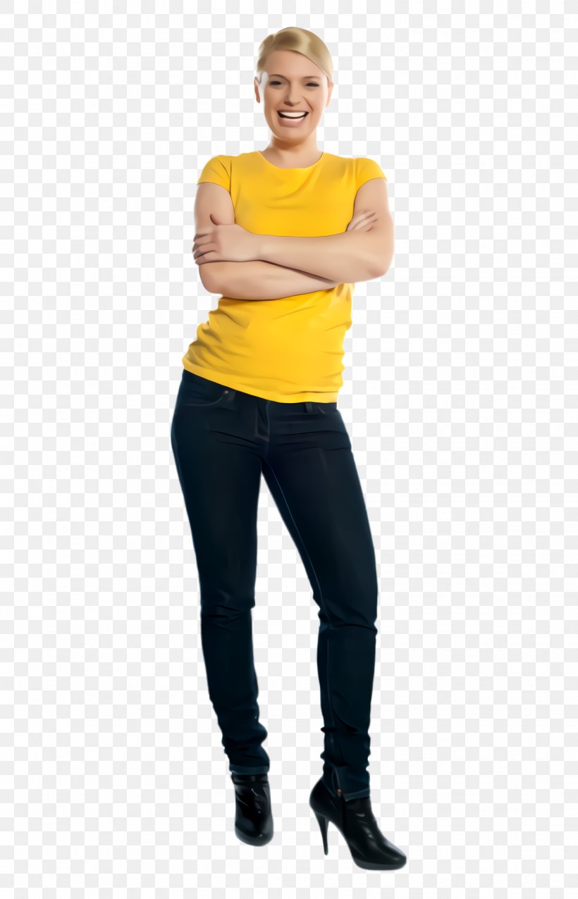 Standing Yellow Clothing Arm Shoulder, PNG, 1604x2496px, Standing, Arm, Clothing, Gesture, Joint Download Free
