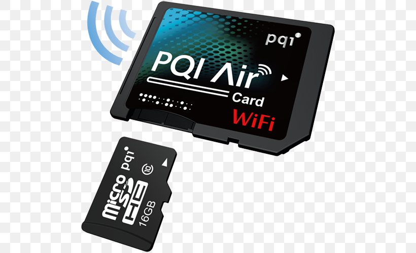 Secure Digital PQI Air Card Wireless SD Card (16GB) MicroSD Flash Memory Cards SanDisk, PNG, 500x500px, Secure Digital, Adapter, Compactflash, Computer Data Storage, Electronic Device Download Free
