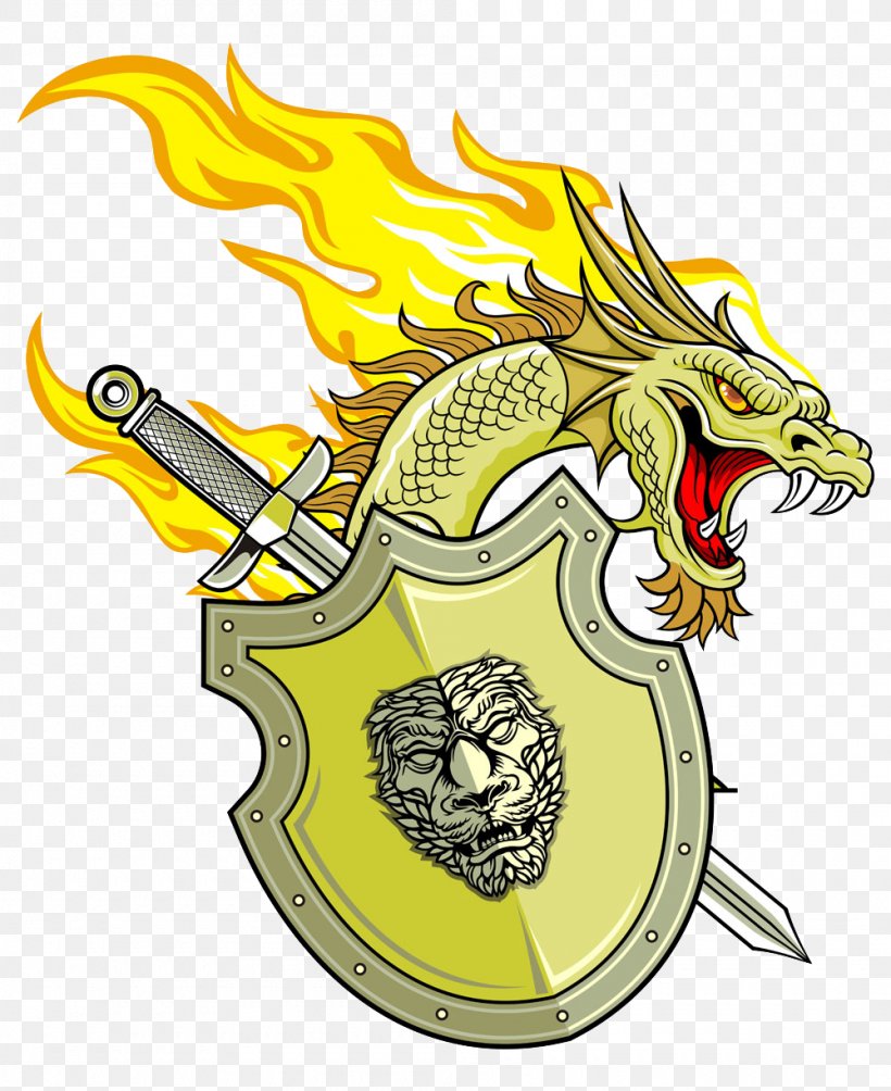 Dragon Shield Clip Art, PNG, 1000x1225px, Dragon, Crest, Fictional Character, Knight, Mythical Creature Download Free