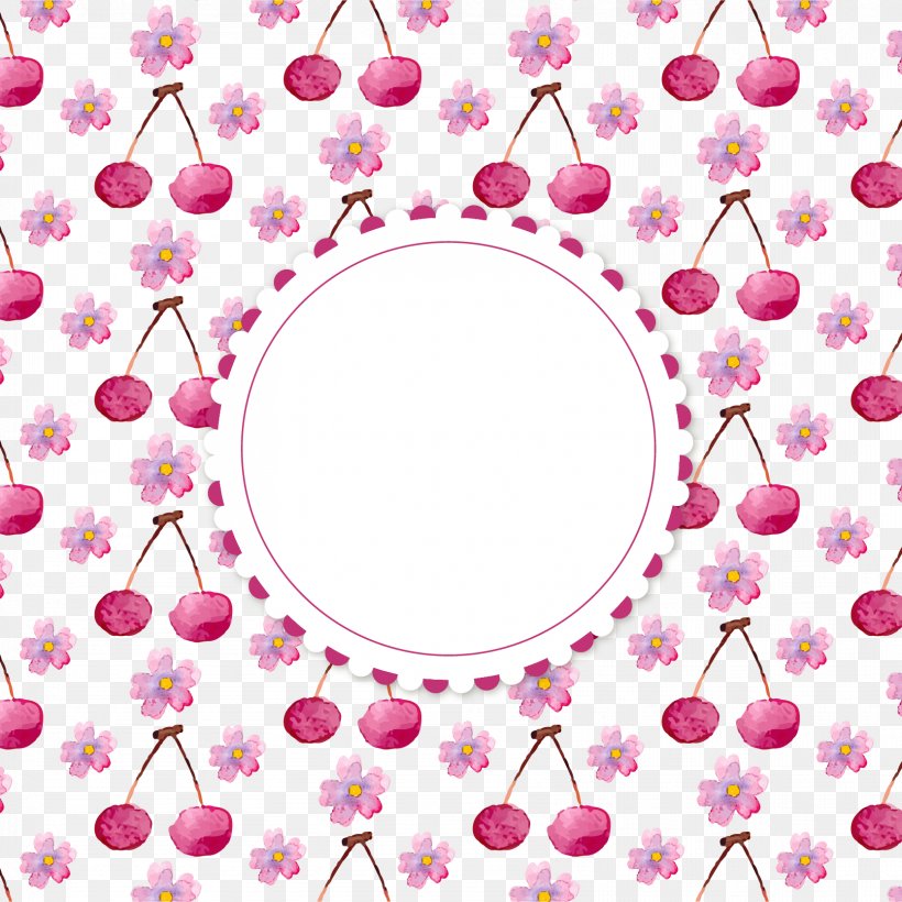Vector Watercolor Cherry Frame, PNG, 1667x1667px, Watercolor Painting, Area, Body Jewelry, Branch, Cherry Download Free