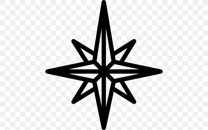 Wind Rose Compass Rose Clip Art, PNG, 512x512px, Wind Rose, Black And White, Compass, Compass Rose, Star Download Free