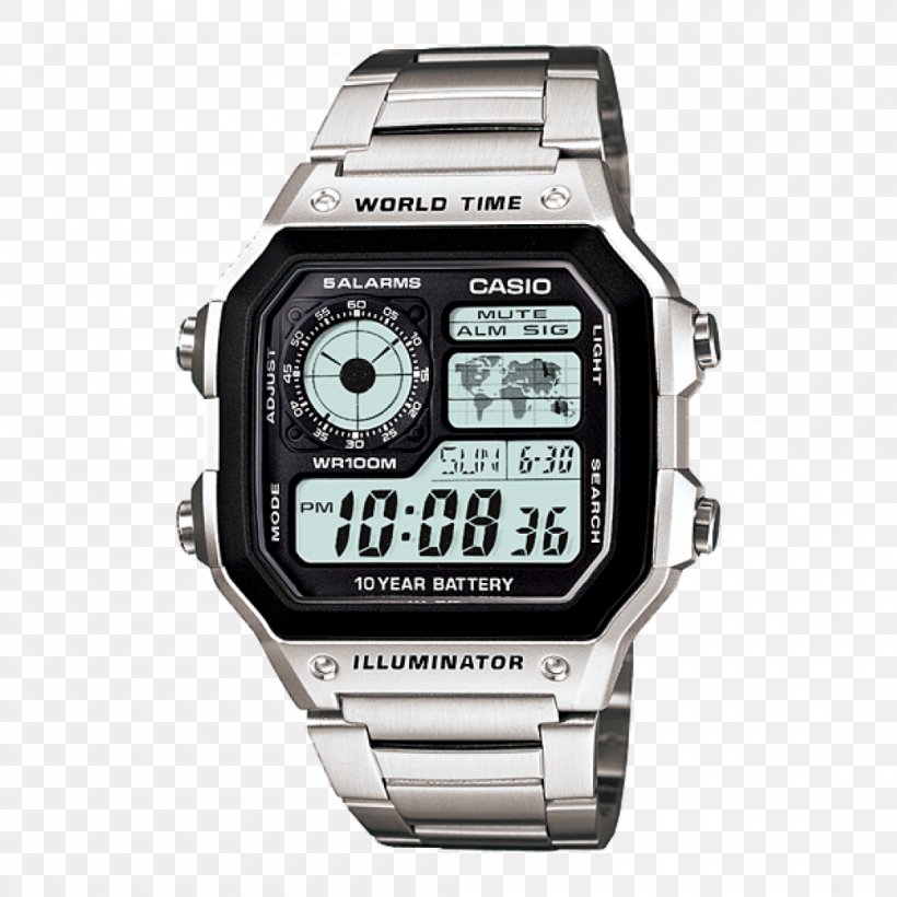 Casio Watch Chronograph Quartz Clock Illuminator, PNG, 1000x1000px, Casio, Brand, Chronograph, Digital Clock, Hardware Download Free