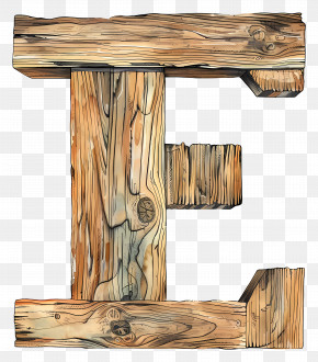 Letter E - Rustic Wooden Letter F PNG