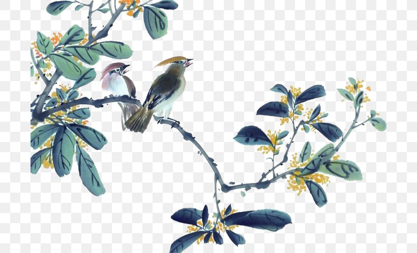 Chinese Painting Ink Wash Painting Gongbi Watercolor Painting, PNG, 700x499px, Chinese Painting, Birdandflower Painting, Branch, Flora, Fukei Download Free