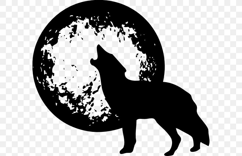 Dog Full Moon Clip Art, PNG, 600x530px, Dog, Aullido, Black, Black And White, Carnivoran Download Free