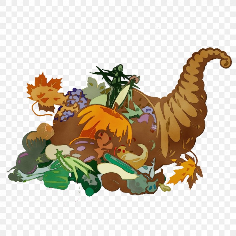 Thanksgiving Cornucopia, PNG, 1200x1200px, Watercolor, Animal Figure, Cornucopia, Dragon, Drawing Download Free