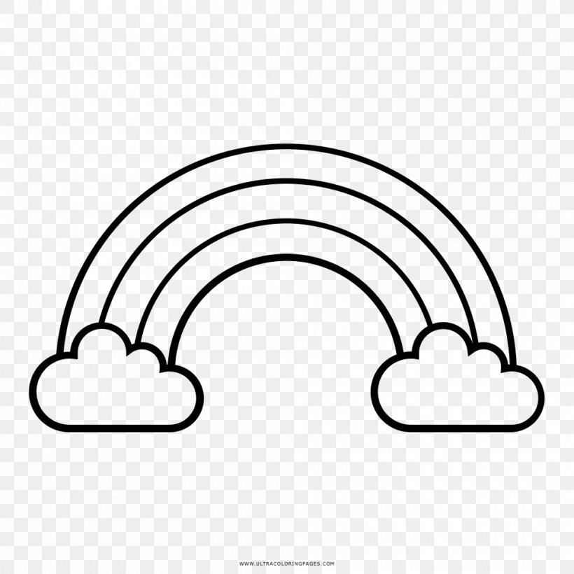 Rainbow Drawing Cloud Arc Coloring Book, PNG, 1000x1000px, Rainbow, Arc, Area, Auto Part, Black And White Download Free