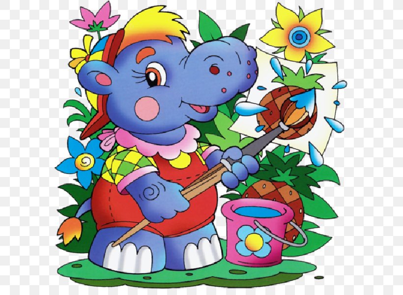 Animal-made Art Hippopotamus Cartoon Clip Art, PNG, 600x600px, Animalmade Art, Art, Artwork, Cartoon, Child Download Free