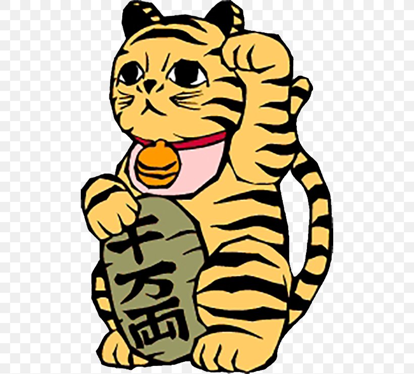 Tiger Cat Maneki-neko Clip Art, PNG, 500x741px, Tiger, Artwork, Big Cats, Bmp File Format, Carnivoran Download Free