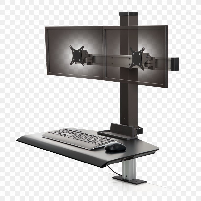 Sit-stand Desk Standing Desk Computer Monitors Multi-monitor, PNG, 3365x3365px, Sitstand Desk, Cable Management, Computer, Computer Desk, Computer Monitor Download Free