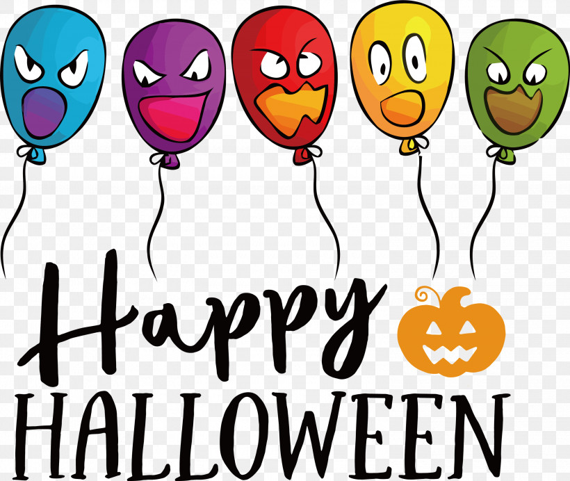Happy Halloween, PNG, 3000x2533px, Happy Halloween, Balloon, Cartoon, Emoticon, Geometry Download Free