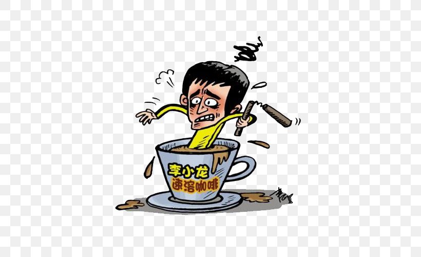 Instant Coffee Bruce Lee Kung Fu, PNG, 500x500px, Coffee, Bruce Lee, Bruce Lee My Brother, Cartoon, Clip Art Download Free
