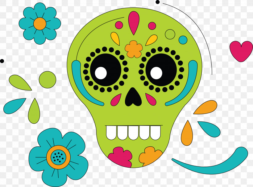 Calavera La Calavera Catrina Sugar Skull, PNG, 2999x2227px, Calavera, Area, Biology, Cartoon, Flower Download Free