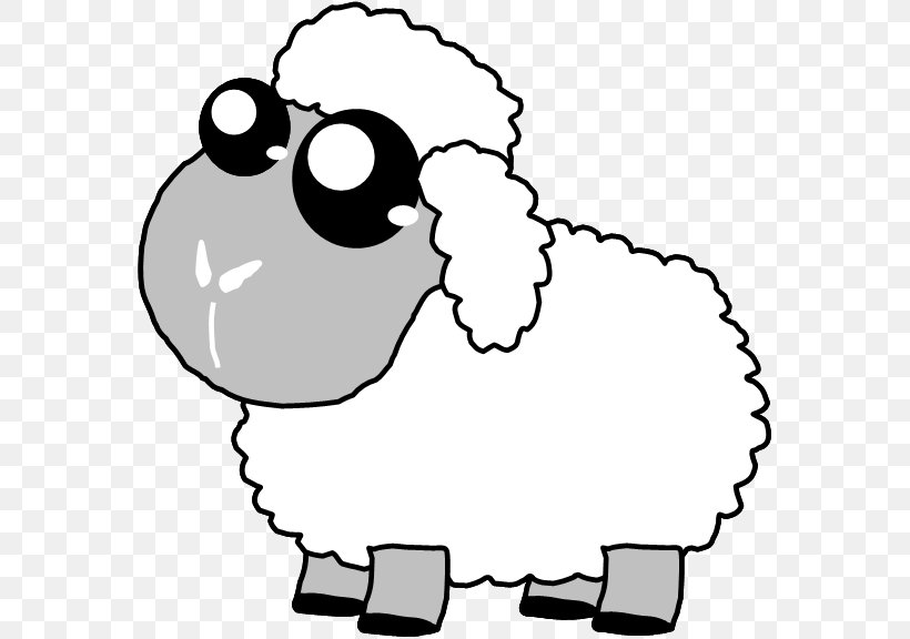 Sheep Drawing Cuteness Clip Art, PNG, 574x576px, Sheep, Area, Art, Black And White, Cartoon Download Free