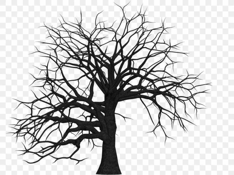 Tree Silhouette Drawing Clip Art, PNG, 960x720px, Tree, Art, Black And White, Branch, Drawing Download Free