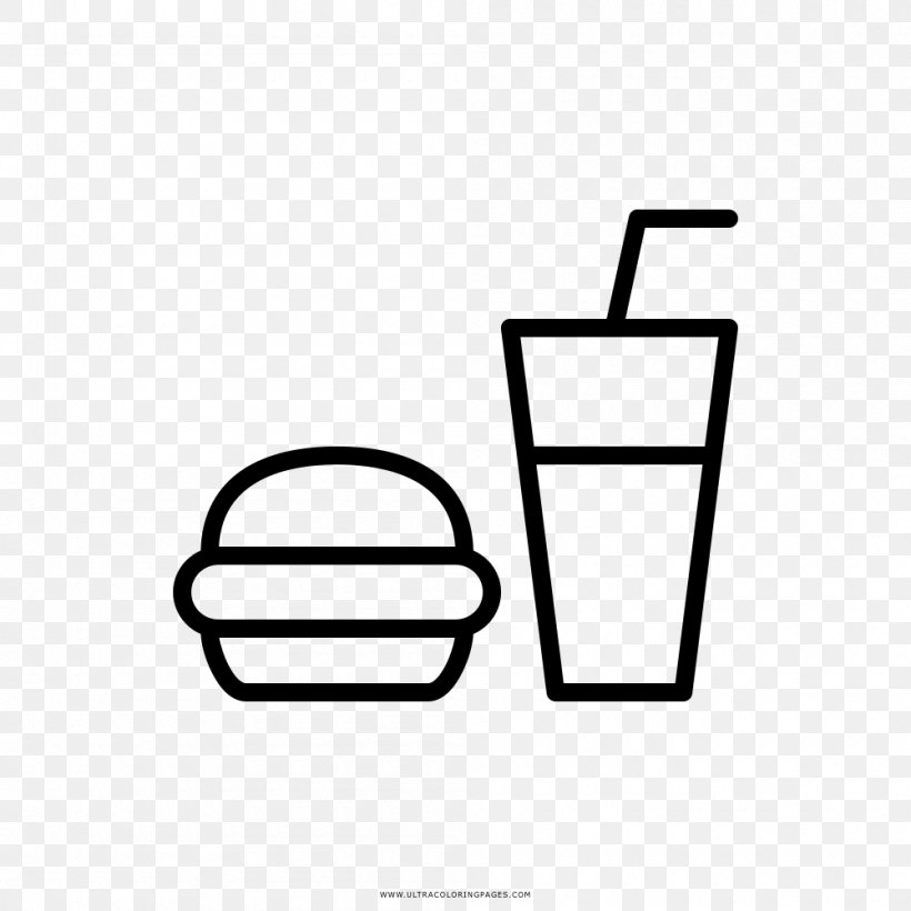Fast Food Hamburger Drawing Coloring Book, PNG, 1000x1000px, Fast Food, Animal, Area, Black, Black And White Download Free