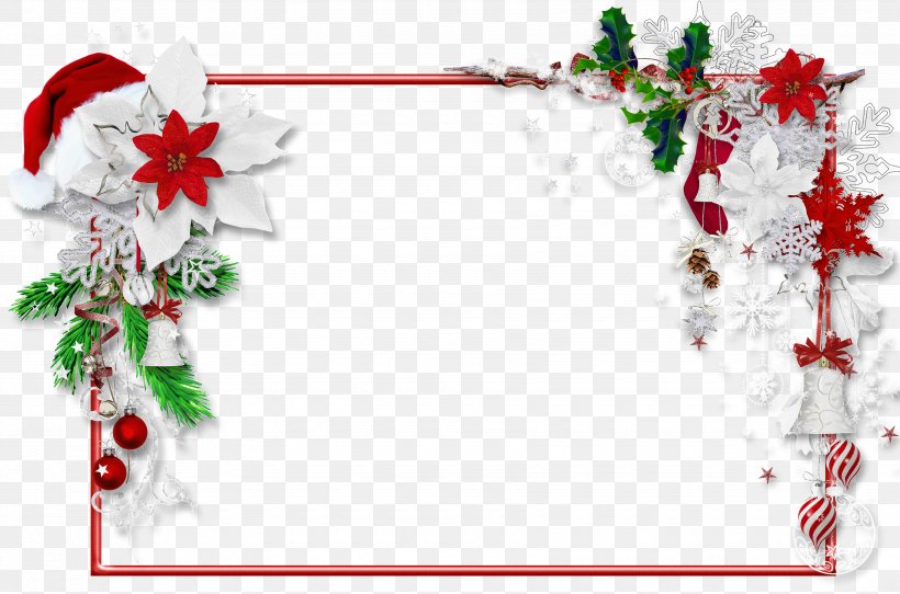 Santa Claus Christmas Picture Frames Clip Art, PNG, 3500x2314px, Santa Claus, Aquifoliaceae, Branch, Christmas, Christmas Decoration Download Free