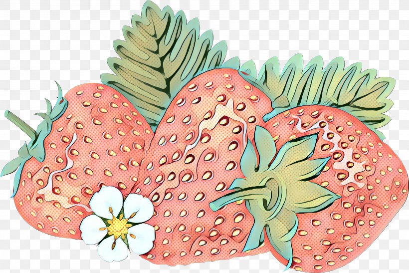 Strawberry Cartoon, PNG, 3438x2296px, Pop Art, Fruit, Leaf, Plant, Retro Download Free