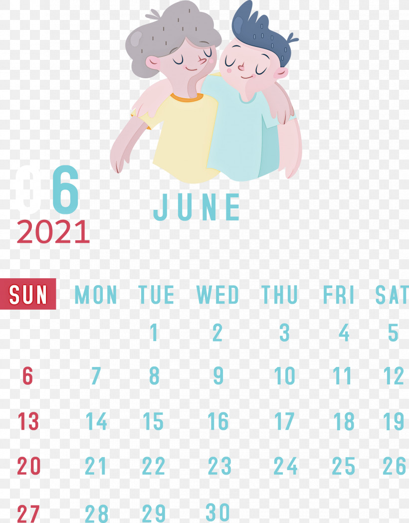 June 2021 Calendar 2021 Calendar June 2021 Printable Calendar, PNG, 2344x3000px, 2021 Calendar, Calendar System, Cartoon, Character, Happiness Download Free
