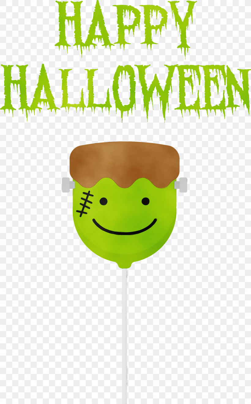 Smiley Green Happiness Cartoon Font, PNG, 1866x3000px, Happy Halloween, Biology, Cartoon, Green, Happiness Download Free