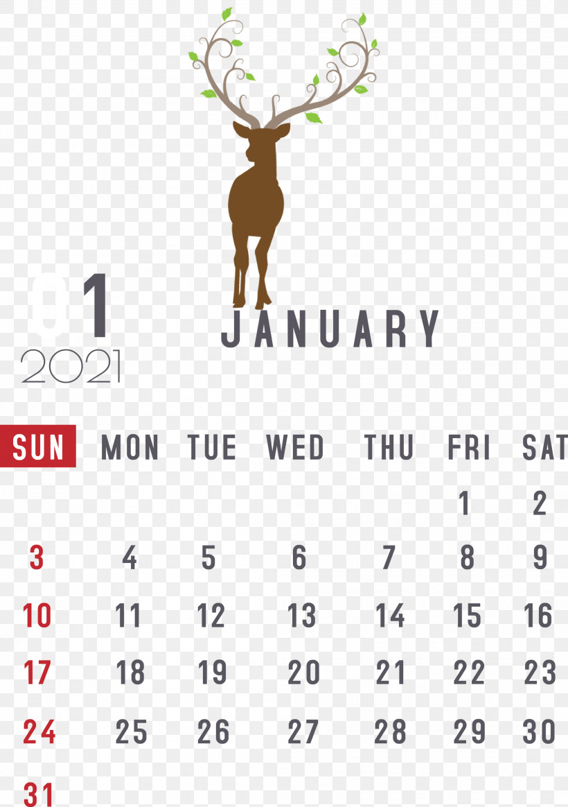 January 2021 Printable Calendar January Calendar, PNG, 2113x3000px, 2021 Calendar, January, Antler, Calendar System, Geometry Download Free