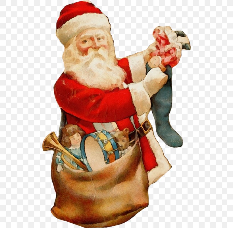 Santa Claus, PNG, 524x800px, Watercolor, Christmas, Figurine, Paint, Santa Claus Download Free
