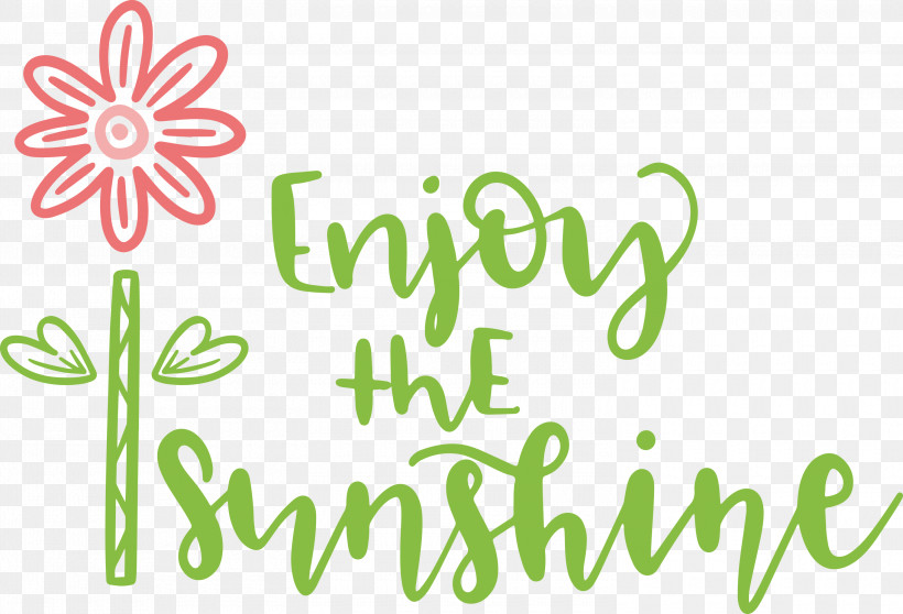 Sunshine Enjoy The Sunshine, PNG, 3000x2044px, Sunshine, Floral Design, Green, Leaf, Line Download Free