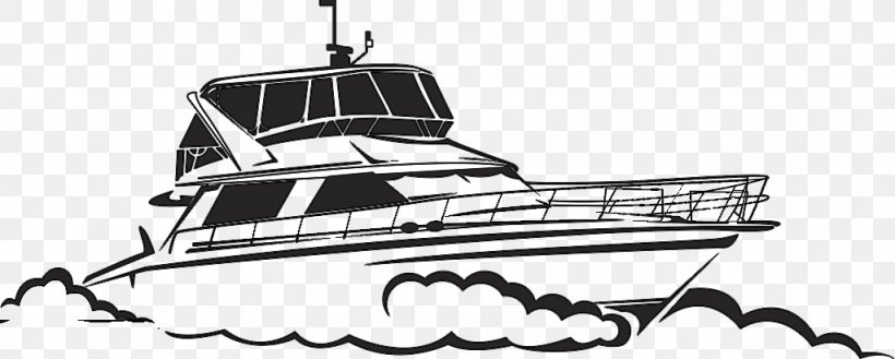 Yacht Drawing Boat Illustration, PNG, 1024x412px, Yacht, Art, Black And White, Boat, Boating Download Free