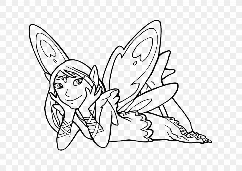 Fairy Drawing Coloring Book Ausmalbild Elf, PNG, 3508x2480px, Fairy, Artwork, Ausmalbild, Black And White, Butterfly Download Free