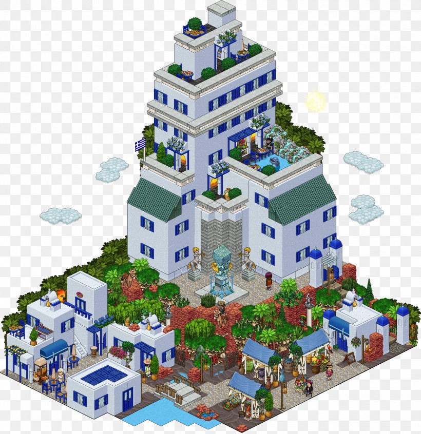 Habbo Hotel Santorini Swimming Pool Room, PNG, 2007x2073px, Habbo, Block, Building, Conversation, Fansite Download Free