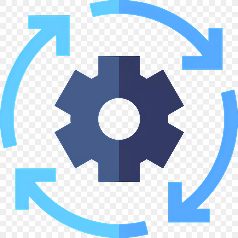 Circular Arrow - Blue Gear Cycle Process Icon Illustration, PNG ...