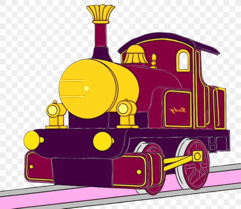 Locomotive Transport Train Steam Engine Vehicle, PNG, 900x783px, Watercolor, Locomotive, Paint, Railroad Car, Rolling Download Free