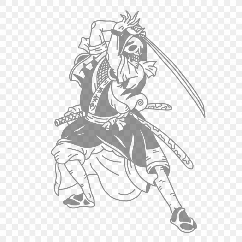 Samurai Warrior Drawing Sketch, PNG, 1400x1400px, Watercolor, Cartoon, Flower, Frame, Heart Download Free