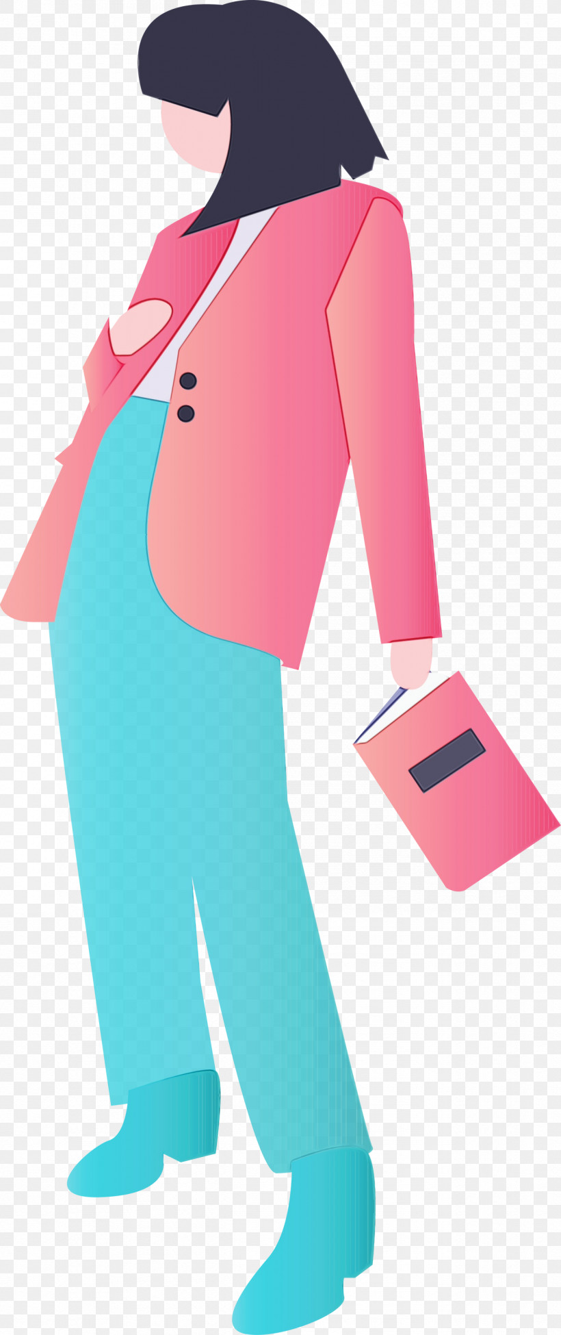 Pink Standing Outerwear Trousers Sleeve, PNG, 1261x3000px, Girl, Book, Jacket, Outerwear, Paint Download Free