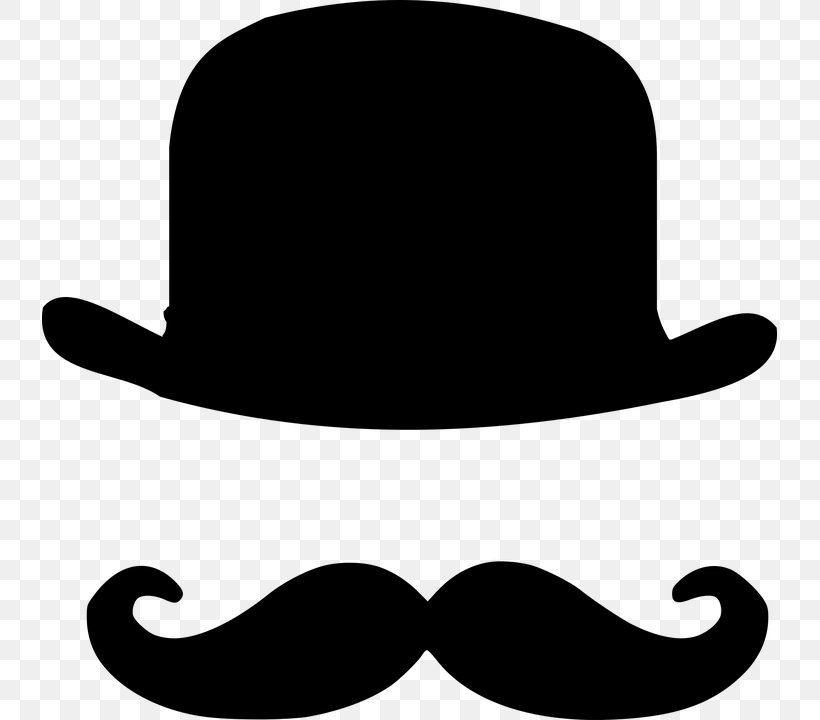 T-shirt Moustache Bowler Hat Top Hat, PNG, 735x720px, Tshirt, Beard, Black And White, Bowler Hat, Clothing Sizes Download Free