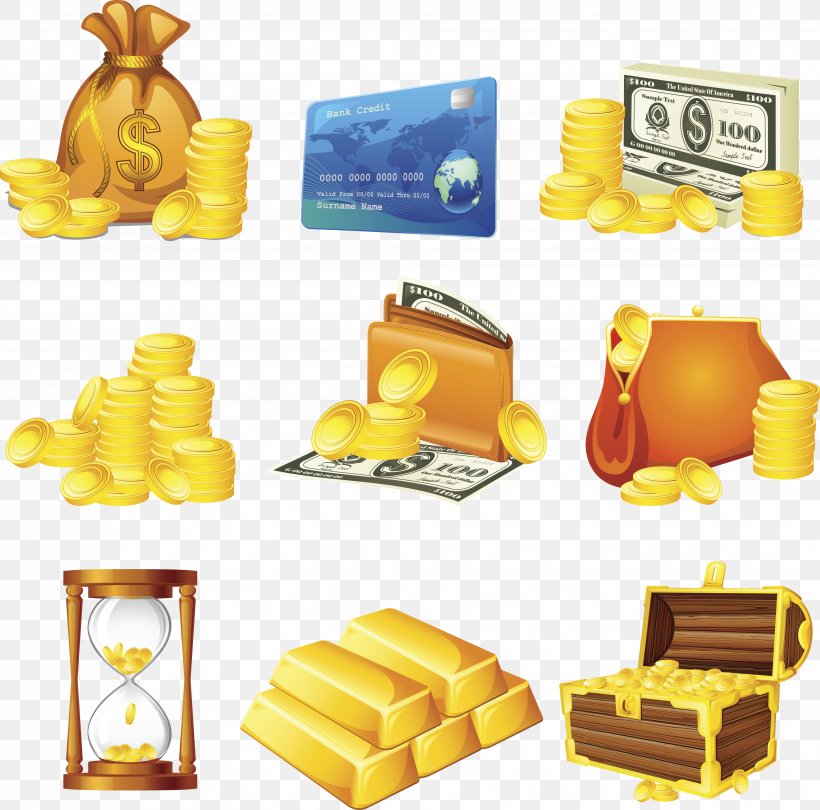 Gold Royalty-free Money Illustration, PNG, 3921x3876px, Gold, Art, Coin, Drawing, Food Download Free