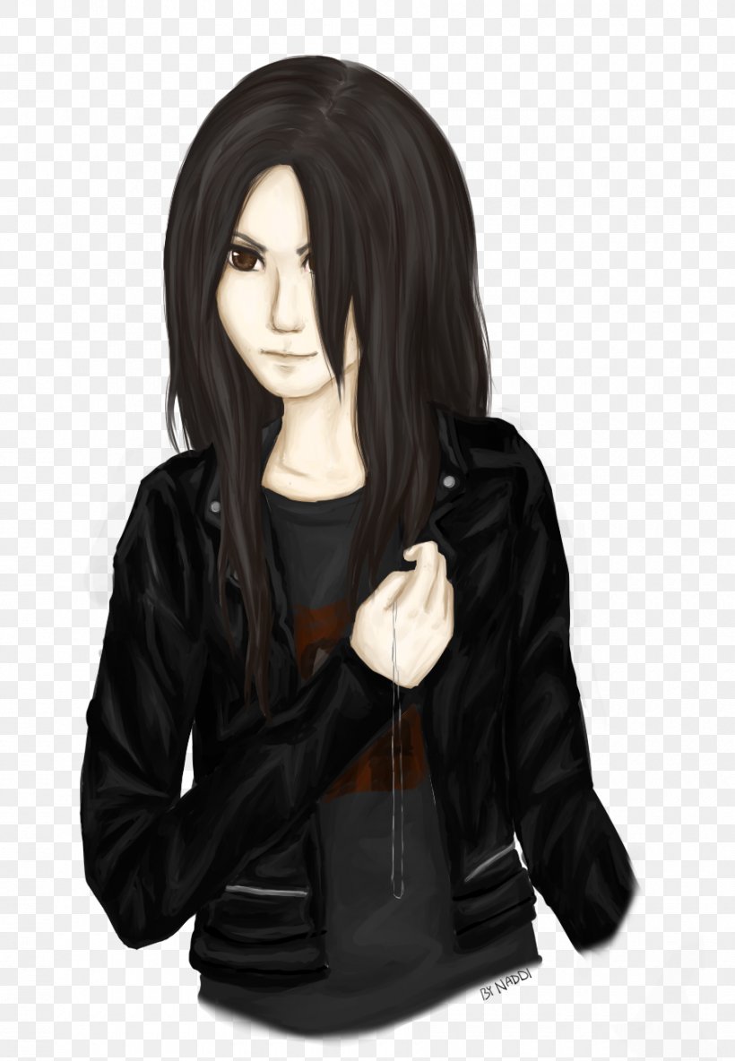 Leather Jacket Black Hair Outerwear Wig Sleeve, PNG, 900x1300px, Watercolor, Cartoon, Flower, Frame, Heart Download Free