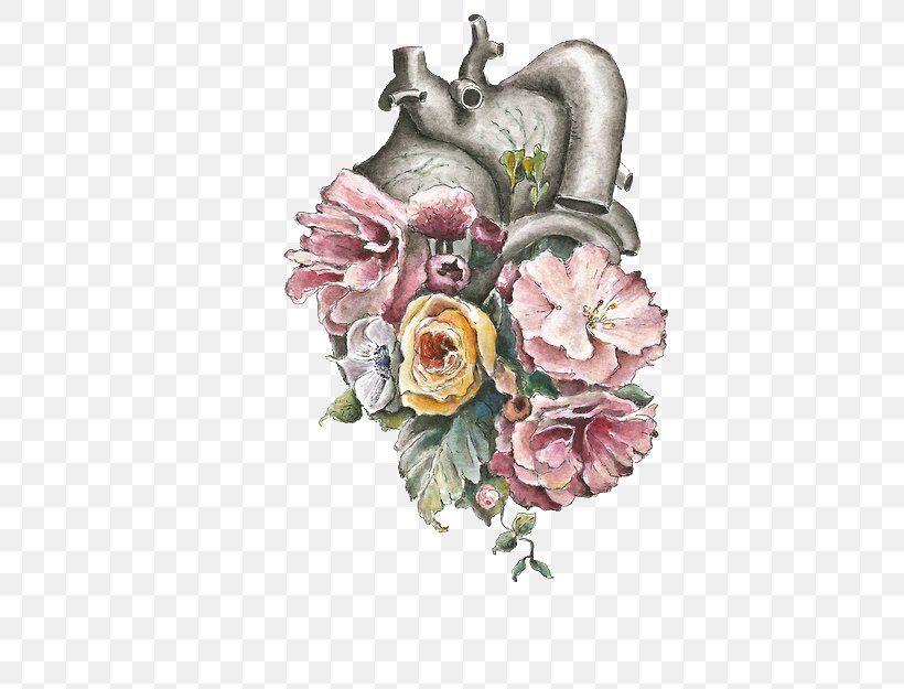 Anatomy Of The Heart Flower Lungs And Heart, PNG, 437x625px, Watercolor, Cartoon, Flower, Frame, Heart Download Free