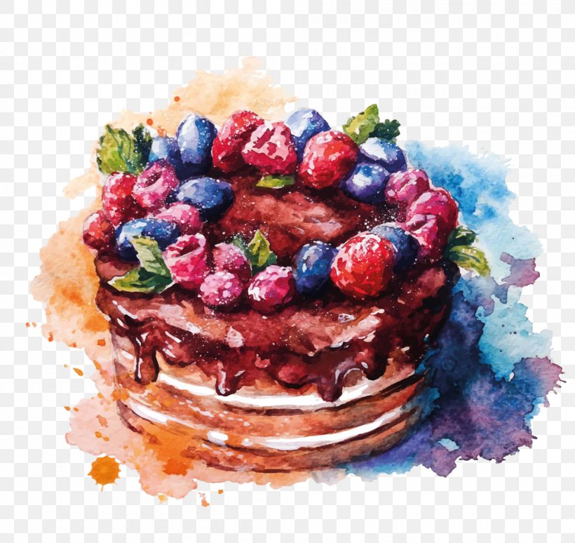 Layer Cake Watercolor Painting Drawing, PNG, 1000x944px, Layer Cake, Art, Berry, Buttercream, Cake Download Free