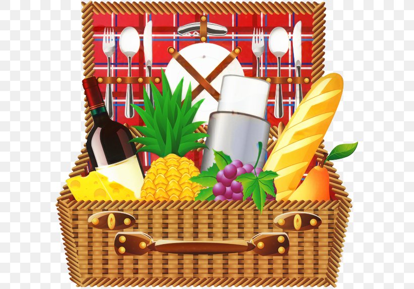 Picnic Baskets Illustration Clip Art, PNG, 599x572px, Picnic Baskets, Barbecue, Barbecue Grill, Basket, Food Download Free