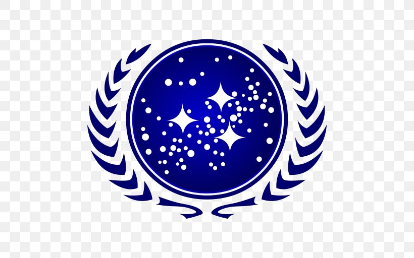 United Federation Of Planets Star Trek Starfleet Logo Klingon, PNG, 512x512px, United Federation Of Planets, Area, Blue And White Porcelain, Cobalt Blue, Decal Download Free