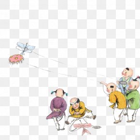 Children Fly Kites - China Qingming Chunfen Kite Traditional Chinese Holidays PNG