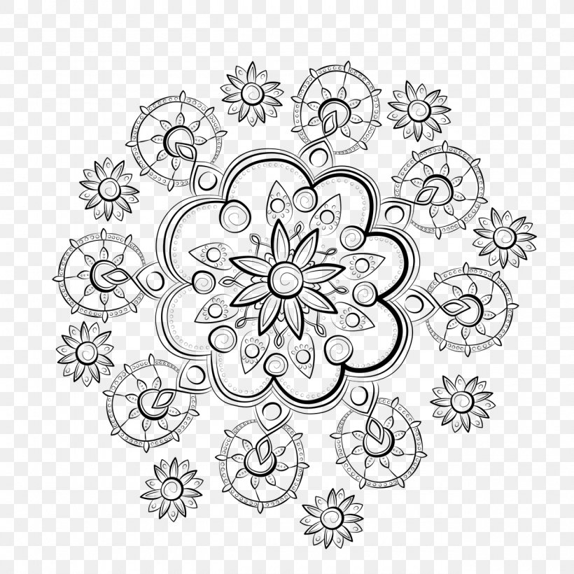 Mandala Flower Floral Design Pattern, PNG, 1280x1280px, Mandala, Area, Art, Black And White, Child Download Free