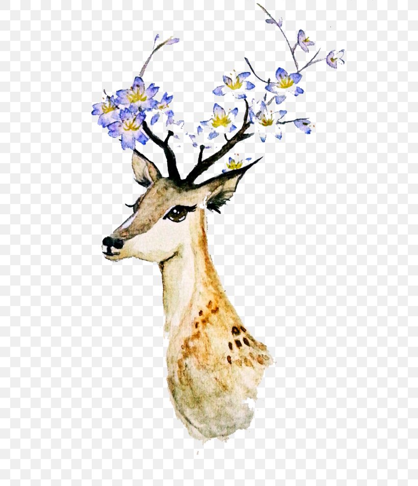 Deer Creative Watercolor Watercolor Painting, PNG, 658x953px, Deer, Antler, Branch, Cartoon, Creative Watercolor Download Free